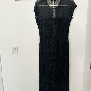 Vintage Silk Beaded Black Dress